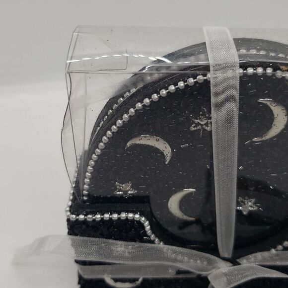 Moon and stars beaded coaster set with holder - Picture 7 of 9